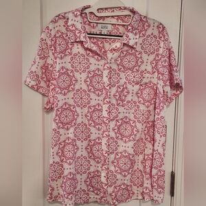 Croft&Barrow Pink& White Blouse